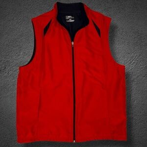PGA Tour Mens Vest Medium Red Black Full Zip Golf Performance Fleece-Lined